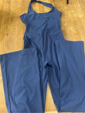 Halter Top Navy Bodysuit Jumpsuit Flared strap back
